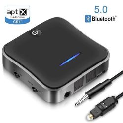 Bluetooth 5.0 audio adó vevő Aptx HD adapter Optikai Toslink / 3,5 mm AUX CSR8675